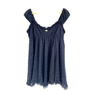 Wild Fable Black Lace Babydoll Mini Dress Short Sleeve Large Y2k Whimsigoth